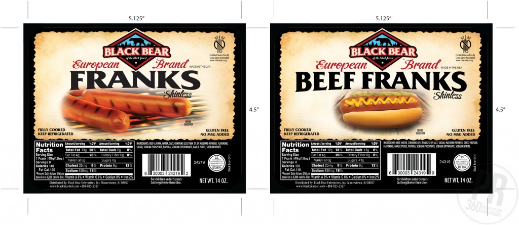 Black Bear Hot Dog Label
